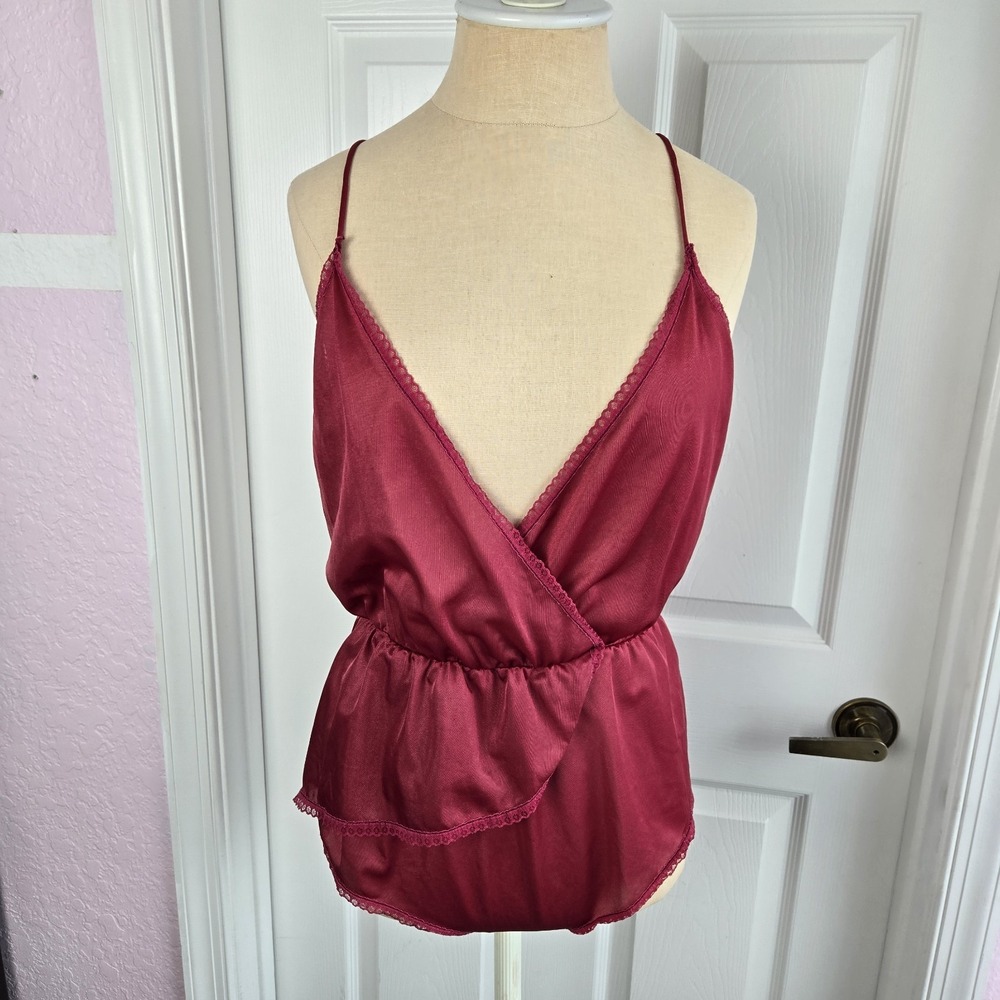 Moodsetter Vintage Red Teddy  One Piece Size M Lingerie Snap Crotch Made‎ In USA